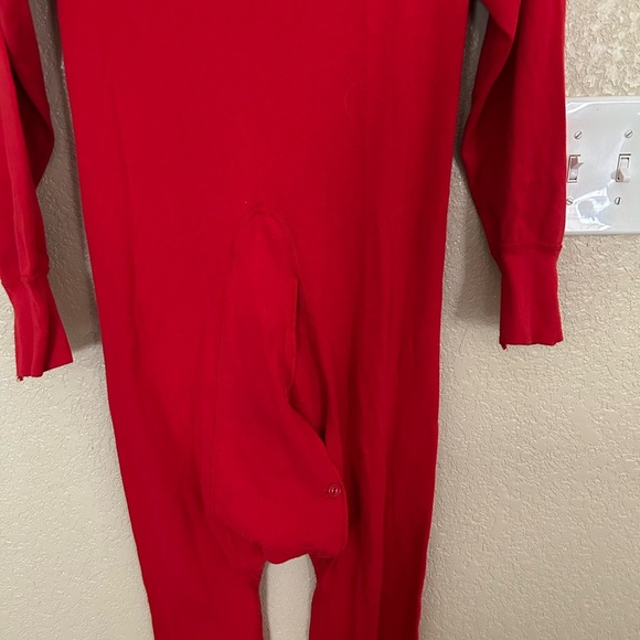 Red Flapjack Long Johns One Piece Pajamas Size Adult Medium 38-40 - Picture 5 of 8